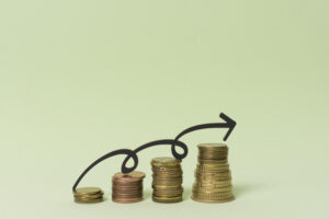 piles coin money with arrow piles coin money with arrow